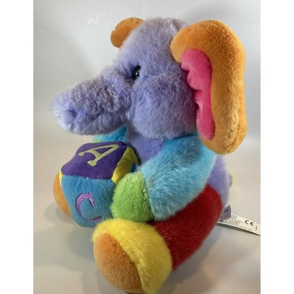 Aurora Baby Rainbow Multicolor ABC Singing Elephant Plush Stuffed Toy 12” - Picture 7 of 12